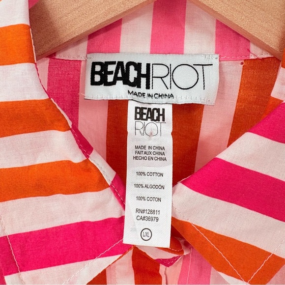 Beach Riot Alexa Top Cotton Sunset Stripes Button Down Large - Picture 4 of 8